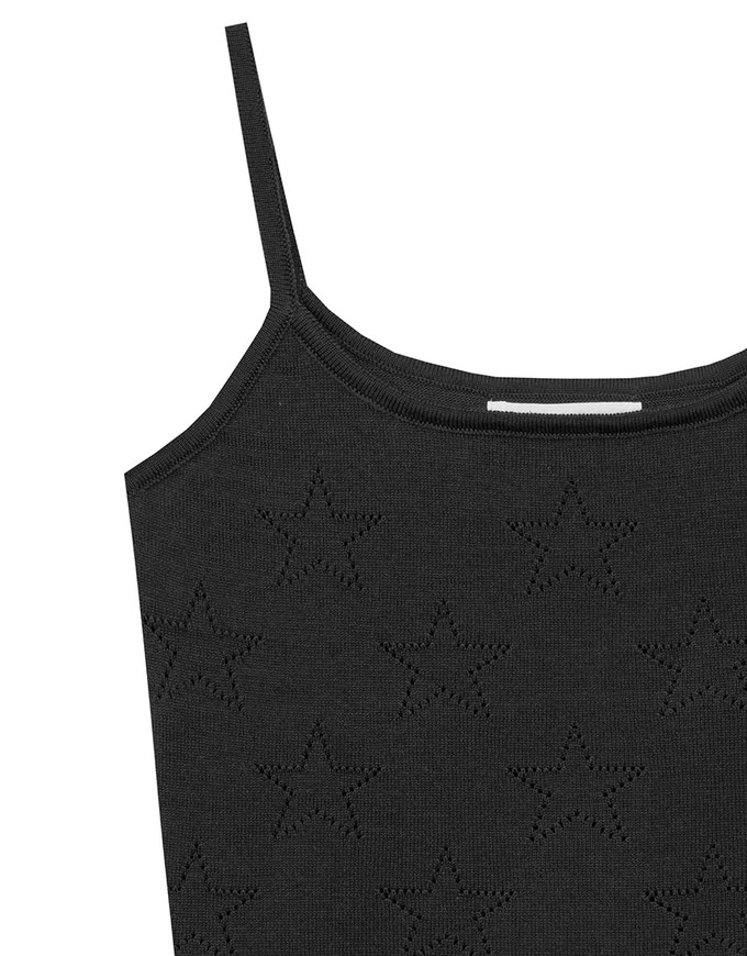 Star Eyelet Details Ribbed Knit Camisole Top
