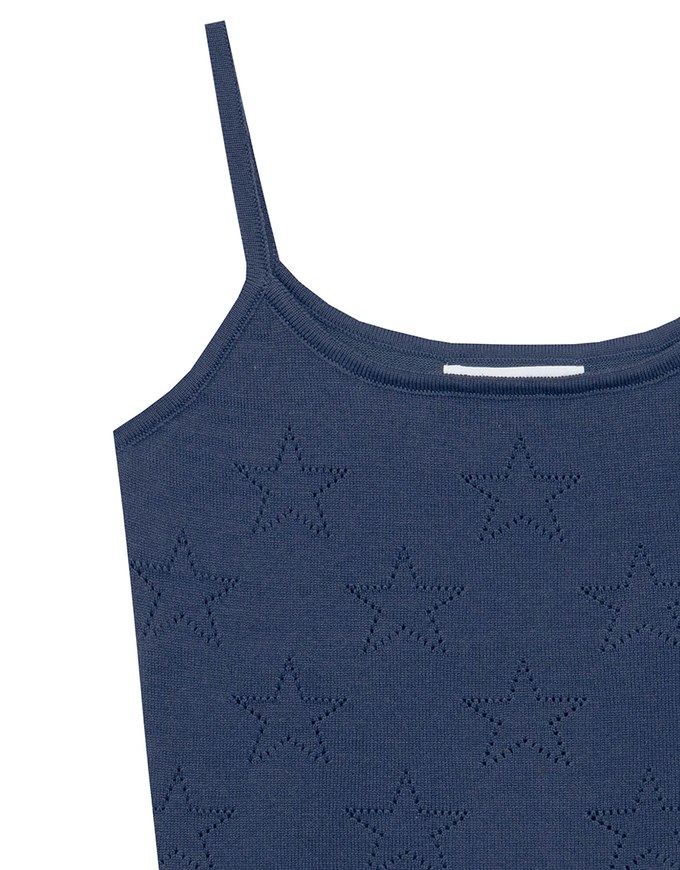 Star Eyelet Details Ribbed Knit Camisole Top