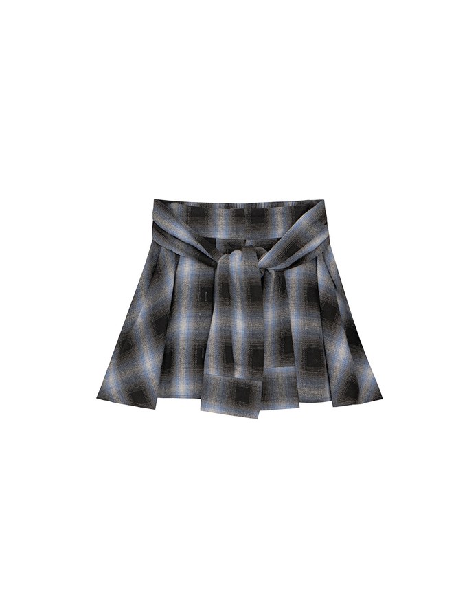 Patchwork Plaid Tie Up A Line Mini Skirt