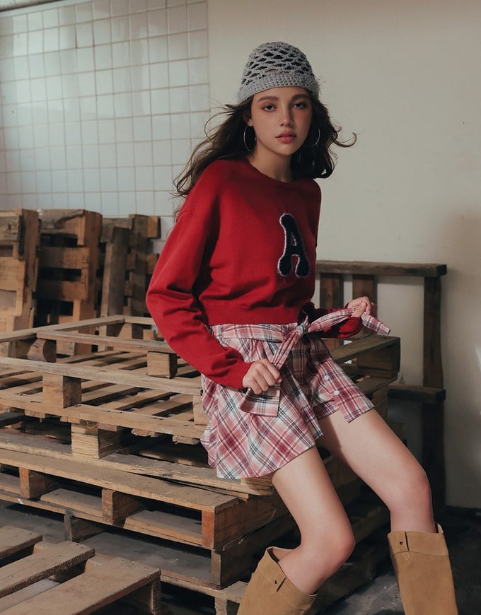 Patchwork Plaid Tie Up A Line Mini Skirt