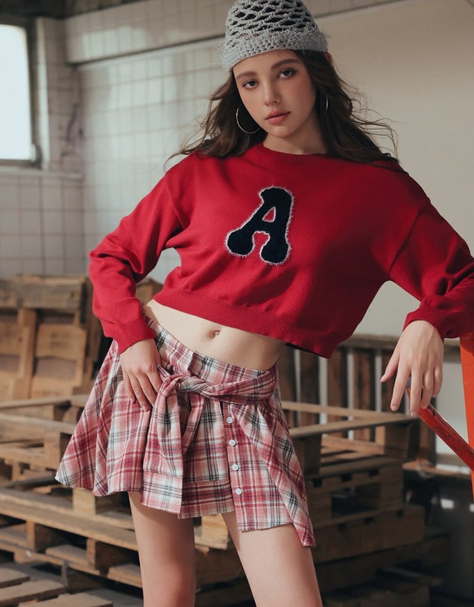 Patchwork Plaid Tie Up A Line Mini Skirt