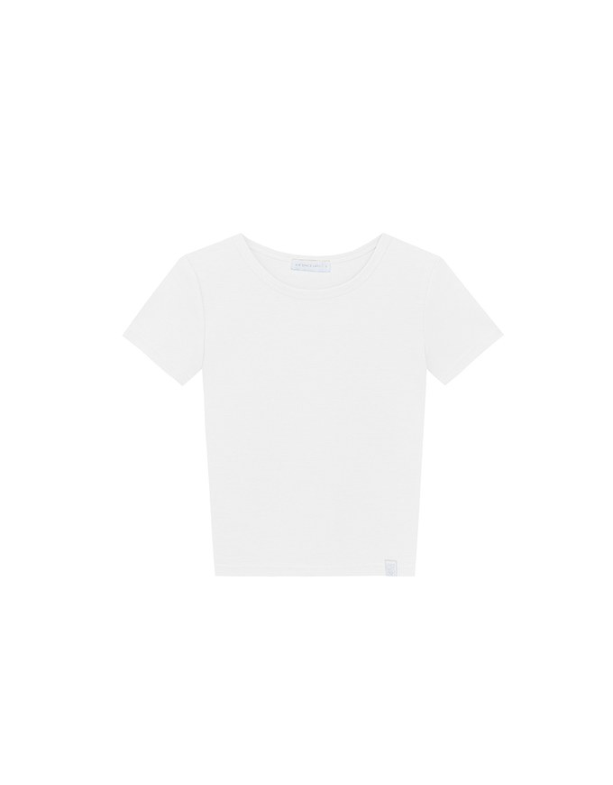 【Stain Resistant】Simple Basic Crew Neck Fitted Crop Tee