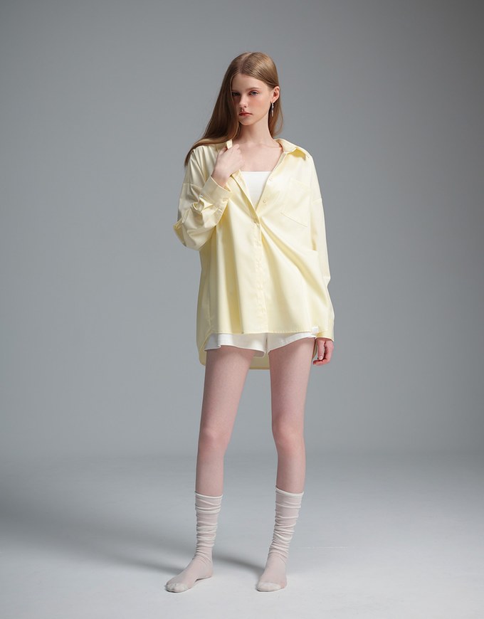【Stain Resistant】Oversized Pocket Detail Button Down Shirt Blouse