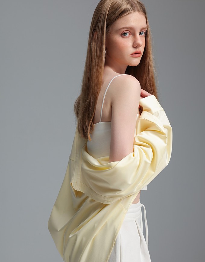 【Stain Resistant】Oversized Pocket Detail Button Down Shirt Blouse