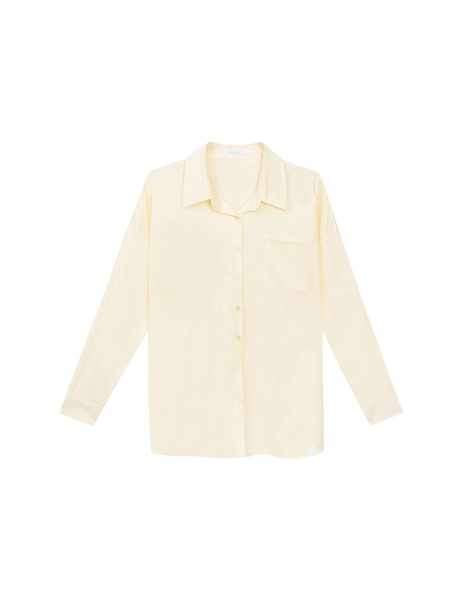 【Stain Resistant】Oversized Pocket Detail Button Down Shirt Blouse
