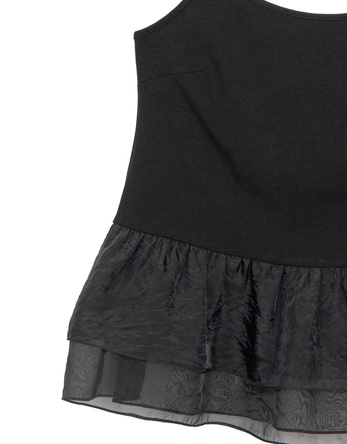 Layered Sheer Ruffle Hem Spaghetti Strap Cami Top