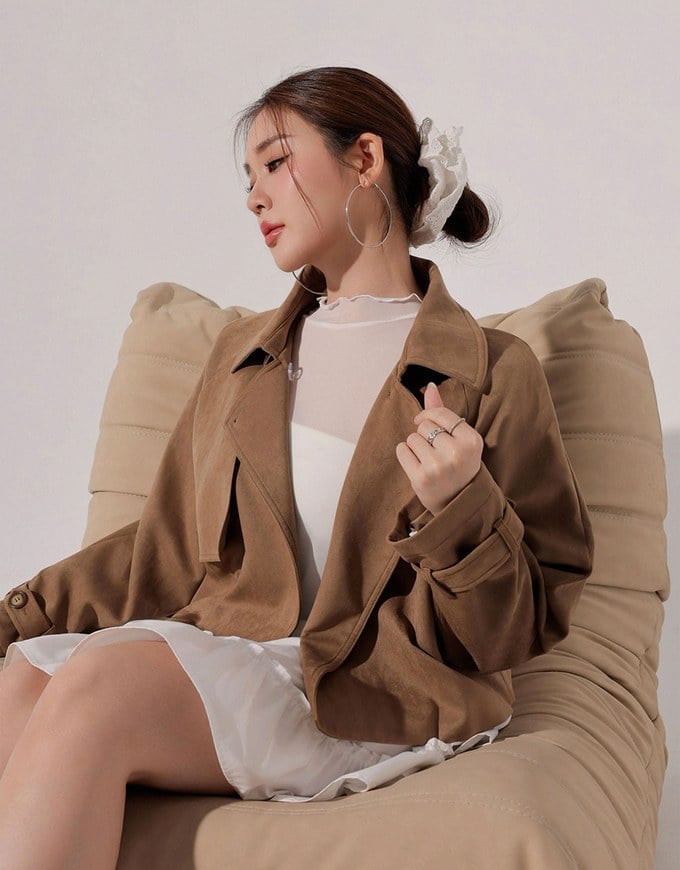 Turtleneck Sheer Ruffle Trim Top - Plain / Polka Dot Design