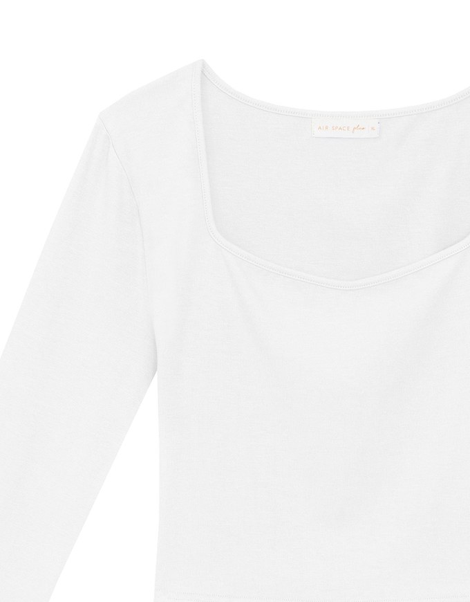 Classic Square Neck Stretch Long Sleeve Crop Top