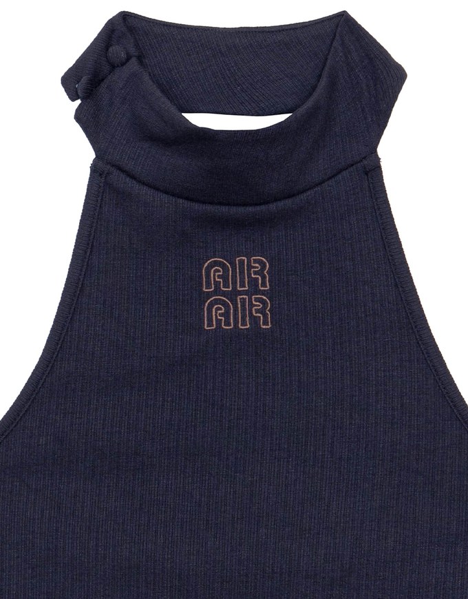 2 Way High Neck Sleeveless Crop Bra Top with AIR SPACE Logo Embroidery