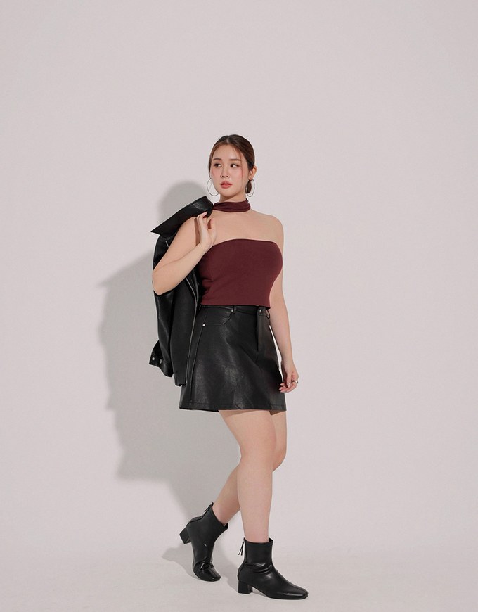 2 Way High Neck Sleeveless Crop Bra Top with AIR SPACE Logo Embroidery