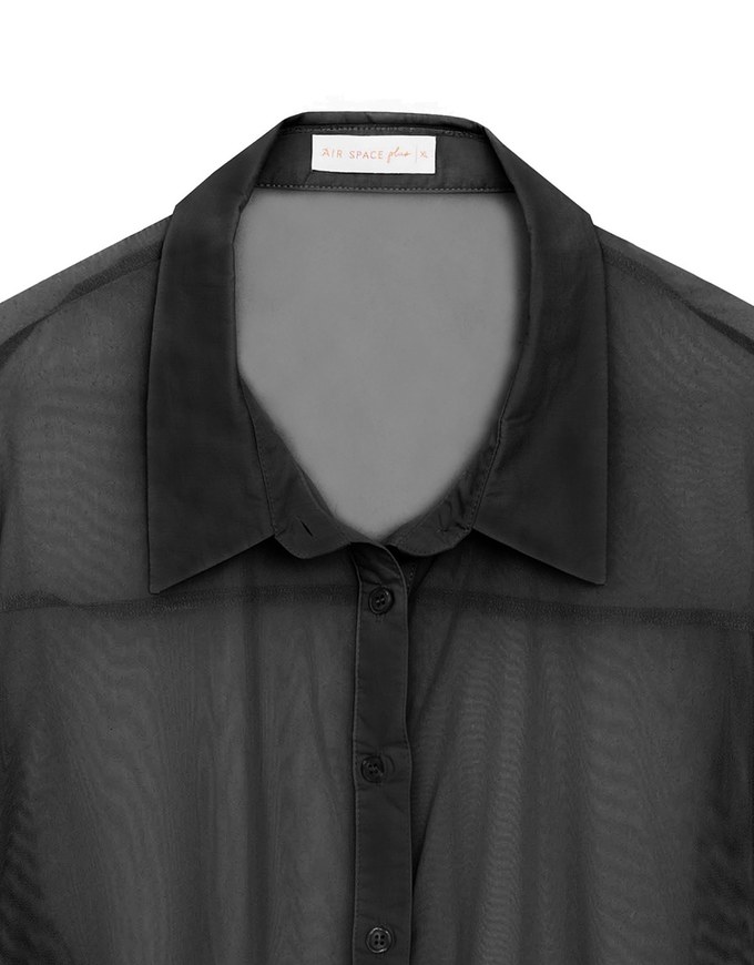 Lightweight Sheer Chiffon Collared Button Up Shirt Blouse