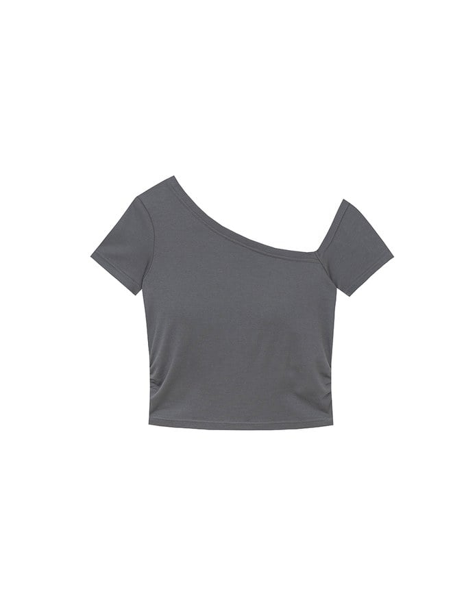 Basic One Shoulder Fitted Ribbed Crop Bra Top