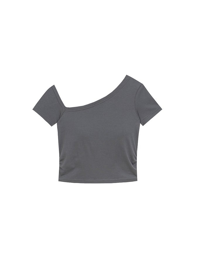 Basic One Shoulder Fitted Ribbed Crop Bra Top