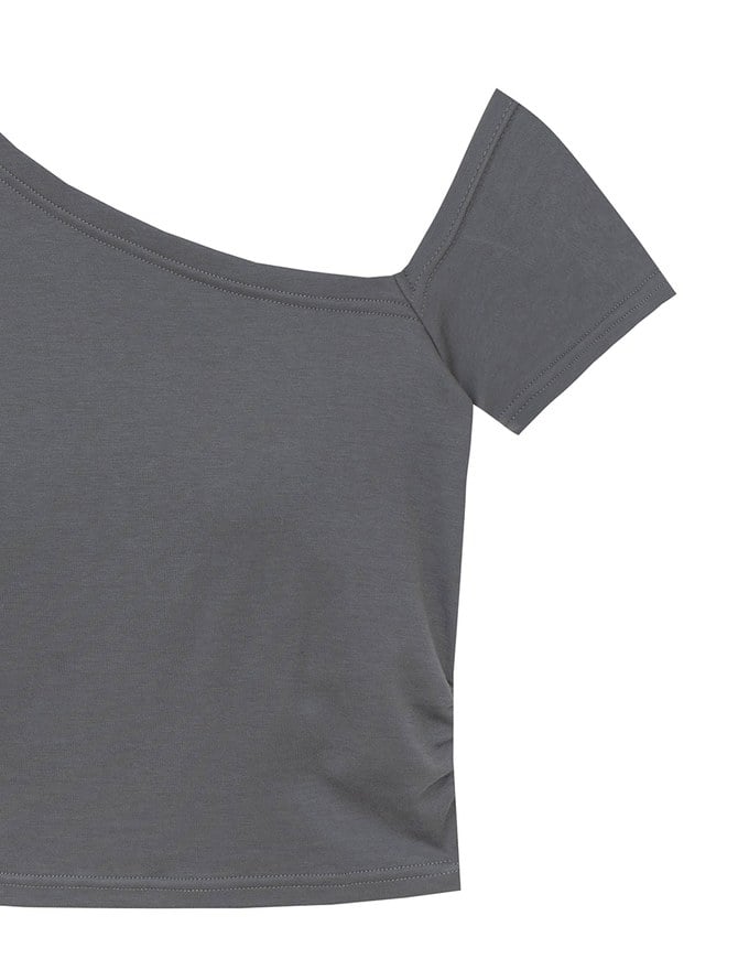 Basic One Shoulder Fitted Ribbed Crop Bra Top