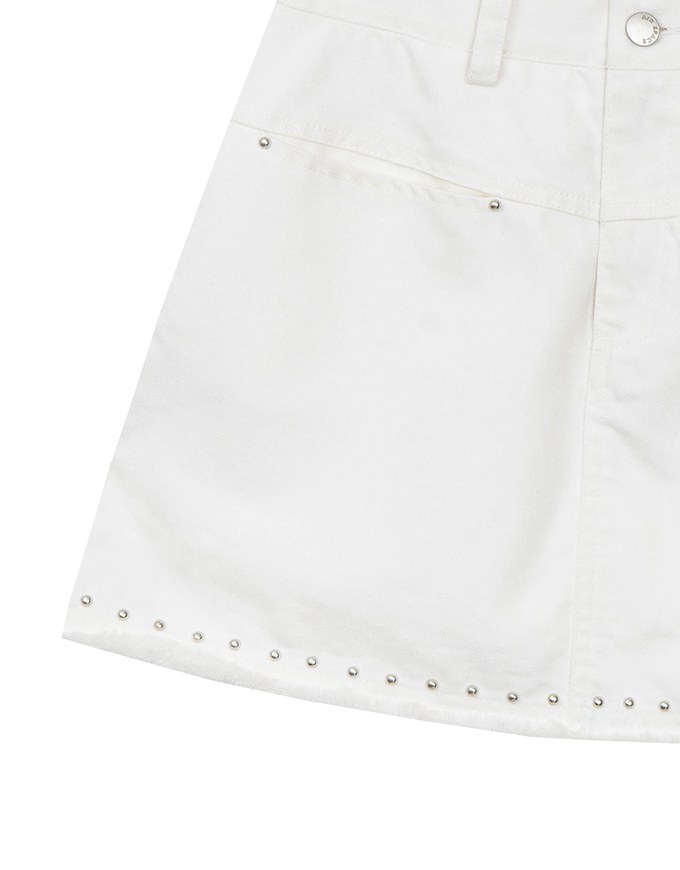 【Stain Resistant】Metal Studded A Line Jeans Denim Skirt