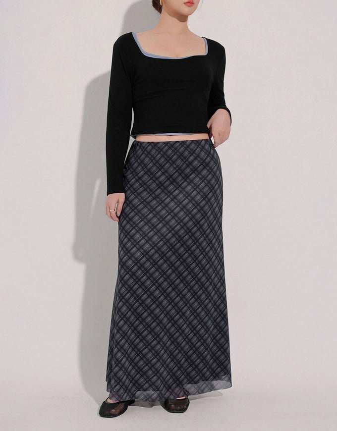 Vintage Inspired Plaid A Line Maxi Skirt