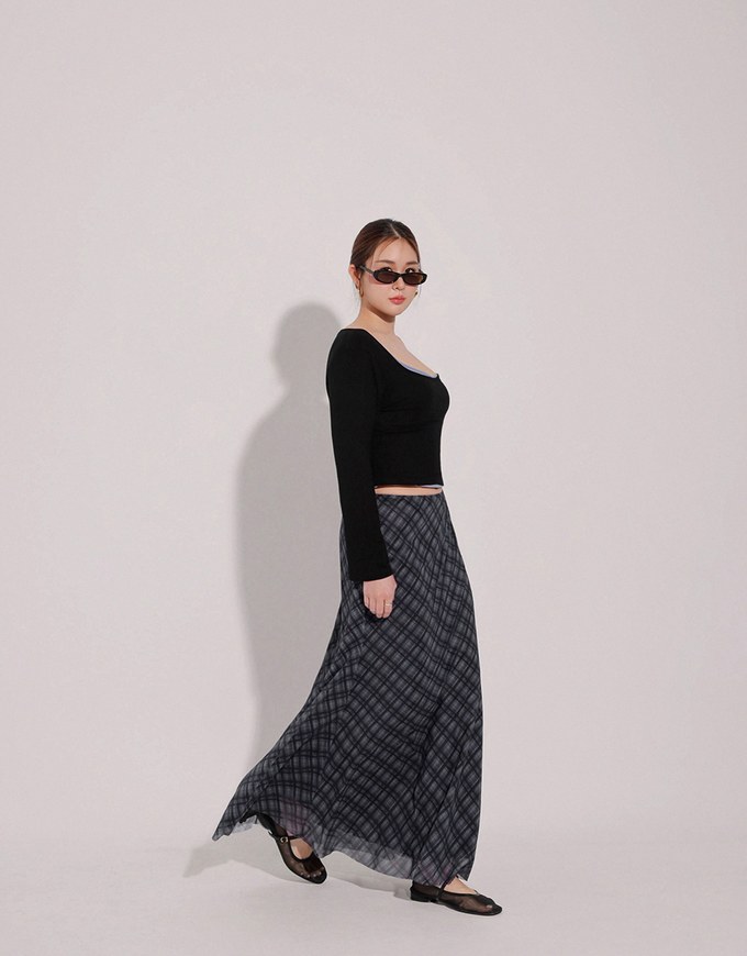 Vintage Inspired Plaid A Line Maxi Skirt