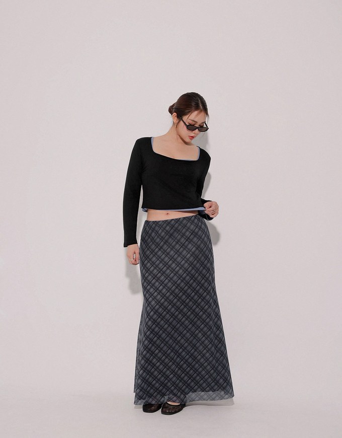 Vintage Inspired Plaid A Line Maxi Skirt