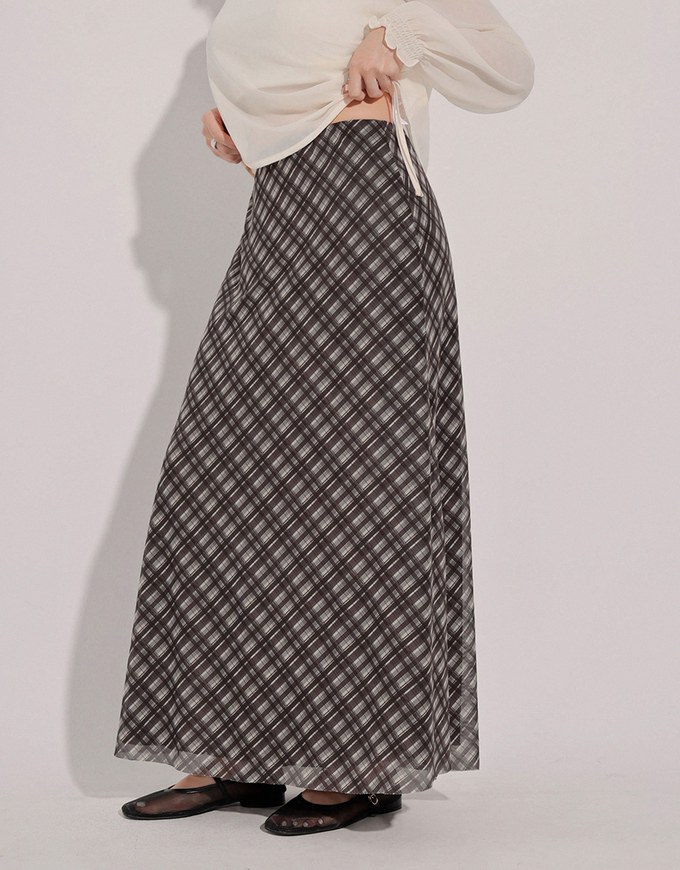 Vintage Inspired Plaid A Line Maxi Skirt