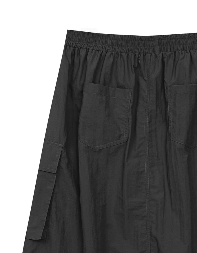 High Waist Cargo Pocket Maxi Skirt with Drawstring Hem