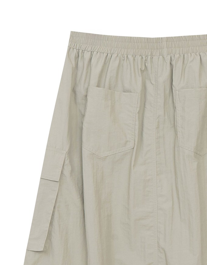 High Waist Cargo Pocket Maxi Skirt with Drawstring Hem