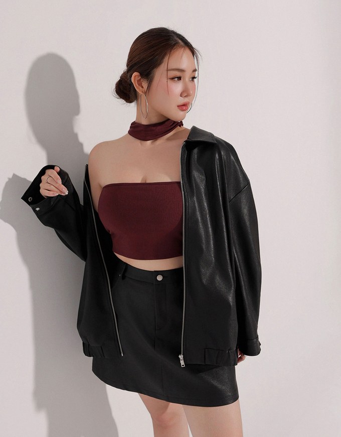 High Waist Faux Suede A Line Mini Skirt with Pockets