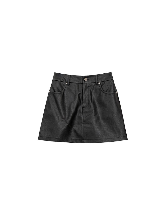 High Waist Faux Suede A Line Mini Skirt with Pockets