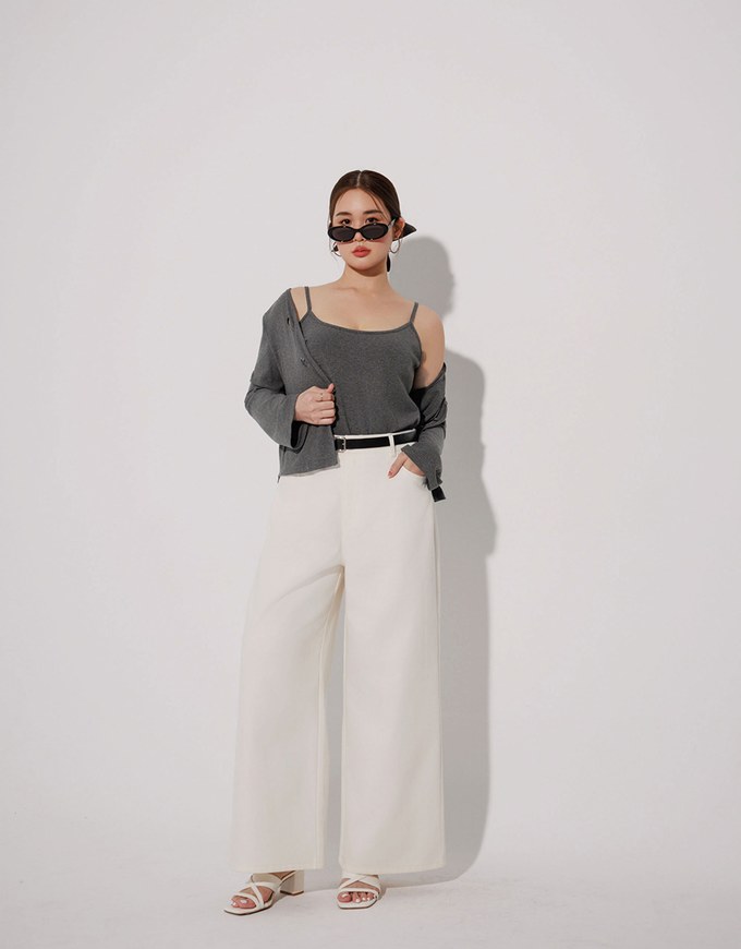 【Stain Resistant】Relaxed Fit High Waist Wide Leg Jeans Denim Pants