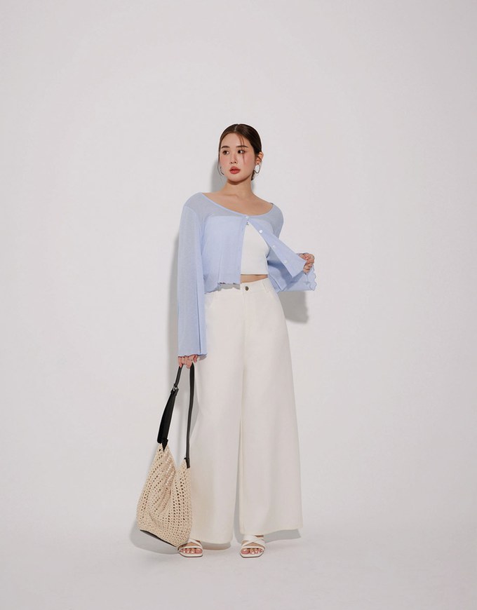 【Stain Resistant】Relaxed Fit High Waist Wide Leg Jeans Denim Pants