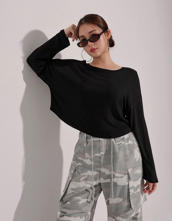 Drawstring Waist Wide Leg Cargo Pants (Camo Print/Leopard Print)