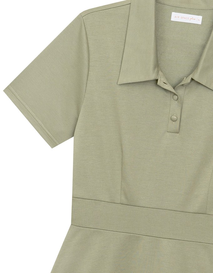 Polo Collar Flared Hem Mini Dress