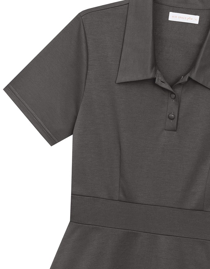 Polo Collar Flared Hem Mini Dress