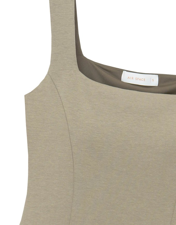 Classic Square Neck Wide Strap Fitted Padded Mini Dress