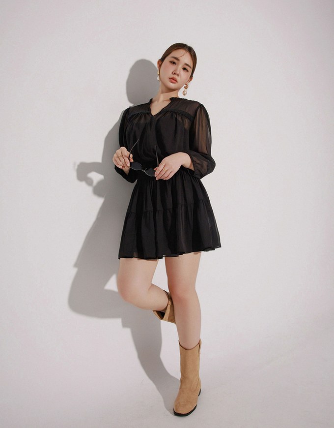 Lace Trim Drawstring Sleeve Cropped Cardigan and Elastic Waist A Line Mini Skirt Set Wear