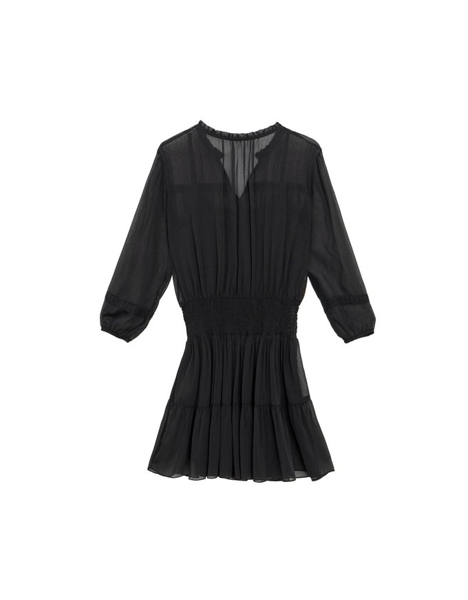 Lace Trim Drawstring Sleeve Cropped Cardigan and Elastic Waist A Line Mini Skirt Set Wear