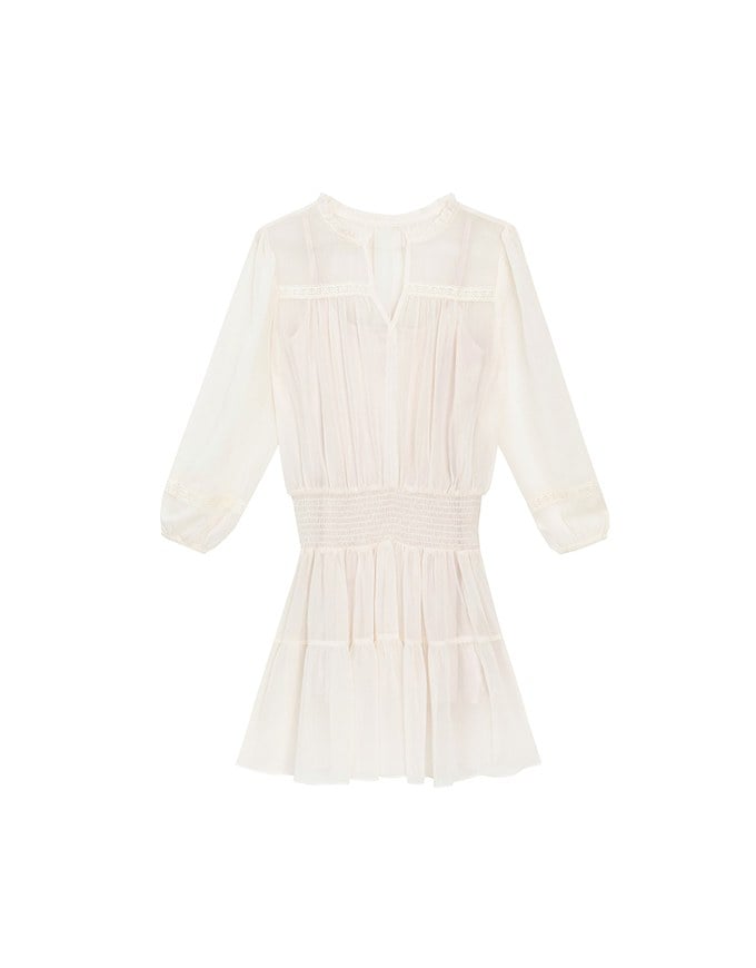Lace Trim Drawstring Sleeve Cropped Cardigan and Elastic Waist A Line Mini Skirt Set Wear