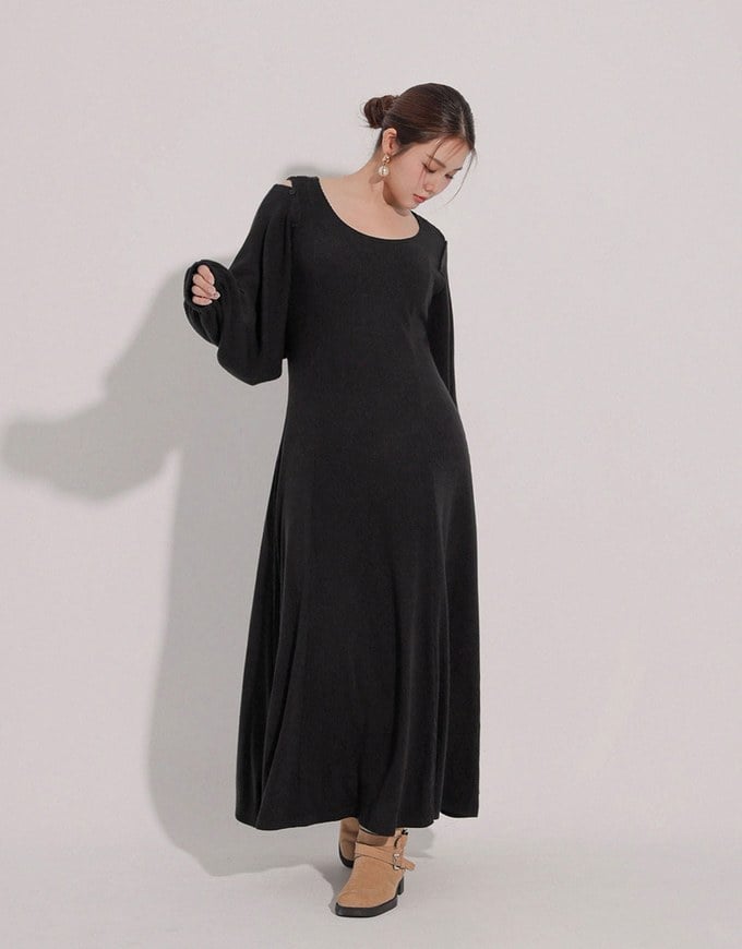 Sleeveless Knit Maxi Dress and Detachable Sleeve Cardigan Set Wear