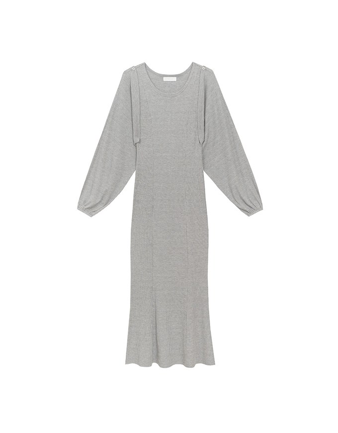 Sleeveless Knit Maxi Dress and Detachable Sleeve Cardigan Set Wear