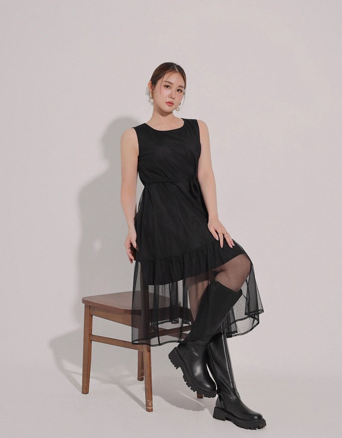 Flowy Sleeveless Maxi Dress with Waist Tie Detail