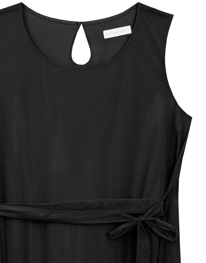 Flowy Sleeveless Maxi Dress with Waist Tie Detail