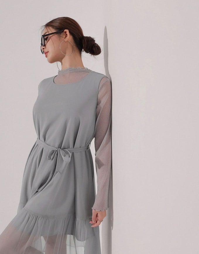 Flowy Sleeveless Maxi Dress with Waist Tie Detail
