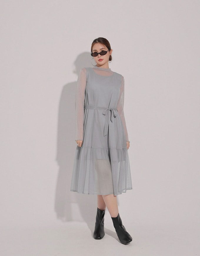Flowy Sleeveless Maxi Dress with Waist Tie Detail