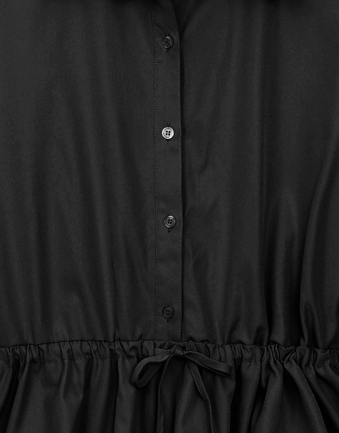 Adjustable Drawstring Waist Balloon Hem Shirt Dress