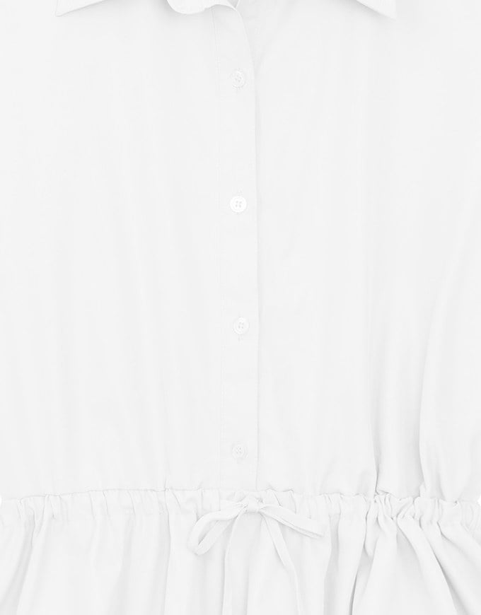 Adjustable Drawstring Waist Balloon Hem Shirt Dress