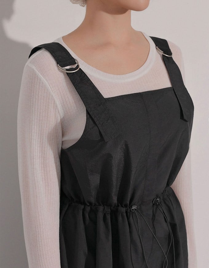Adjustable Strap Drawstring Waist Cargo Maxi Dress