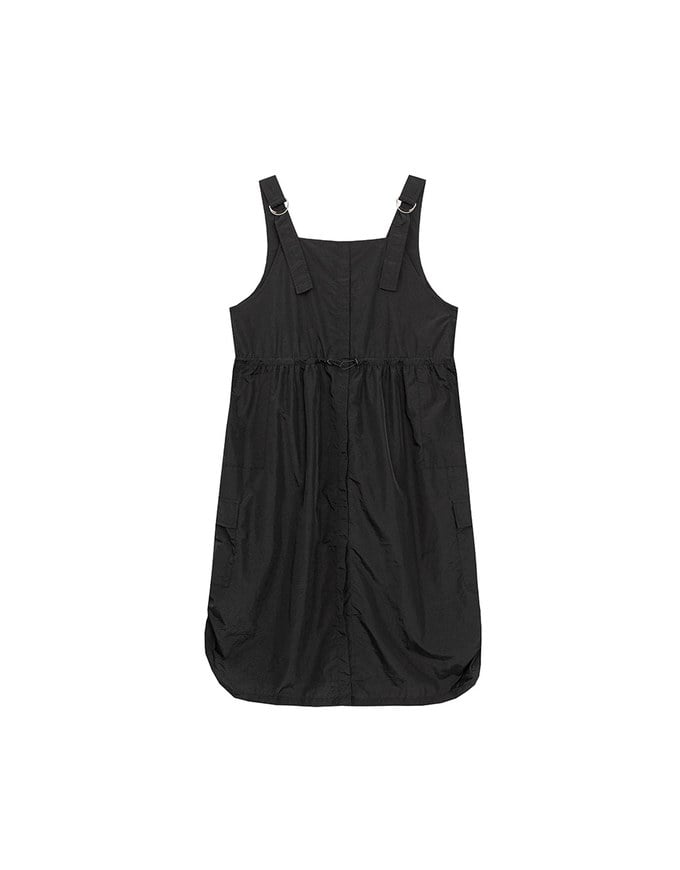 Adjustable Strap Drawstring Waist Cargo Maxi Dress