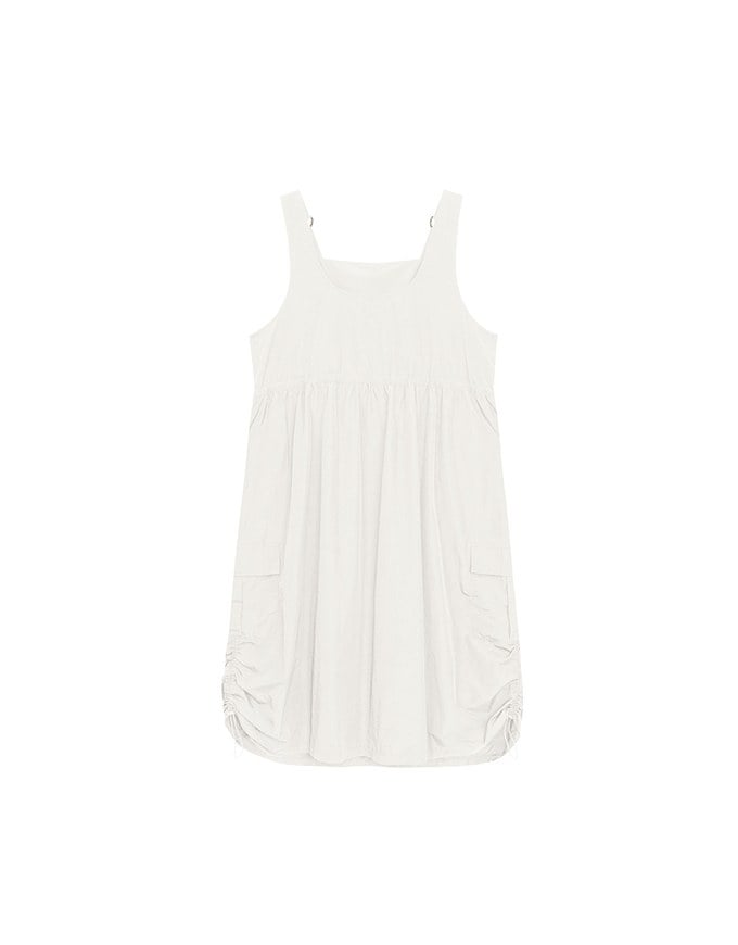 Adjustable Strap Drawstring Waist Cargo Maxi Dress