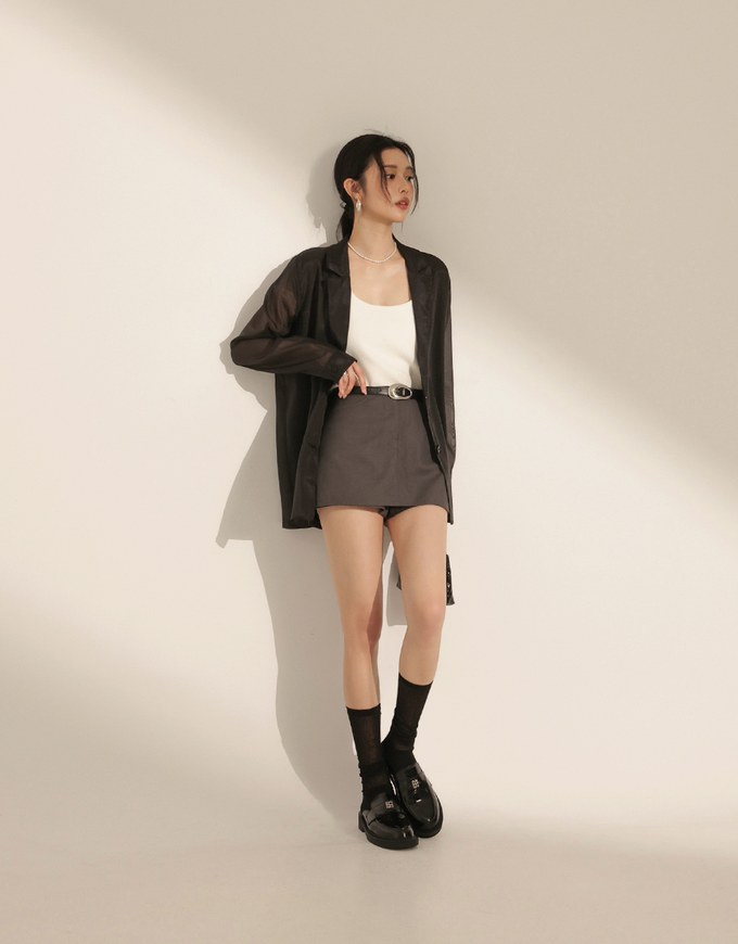 Lightweight Sheer Longline Button Front Tailored Jacket