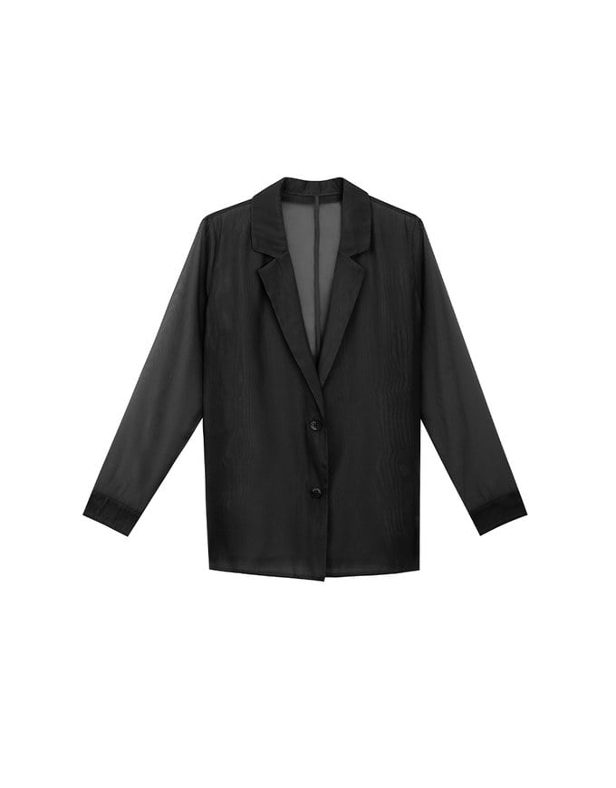 Lightweight Sheer Longline Button Front Tailored Jacket