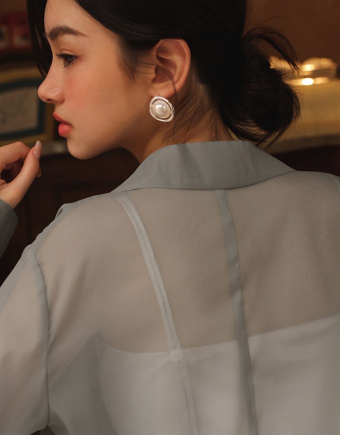 Lightweight Sheer Longline Button Front Tailored Jacket